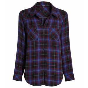 TORRID MADISON GEORGETTE PLAID CASUAL SEMI SHEER BUTTON FRONT PLUS SIZE BLOUSE